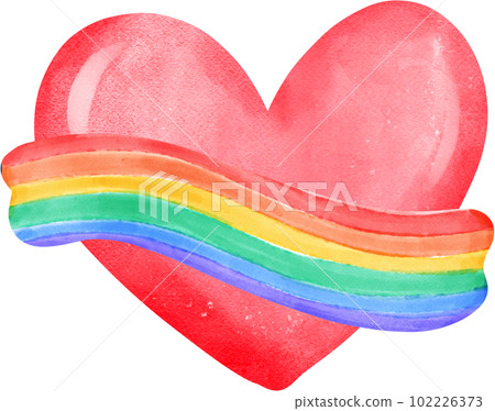 Cute pride rainbow hearts shape with banner cartoon hand drawn watercolor Cute pride rainbow hearts shape with banner cartoon hand drawn watercolor 102226373