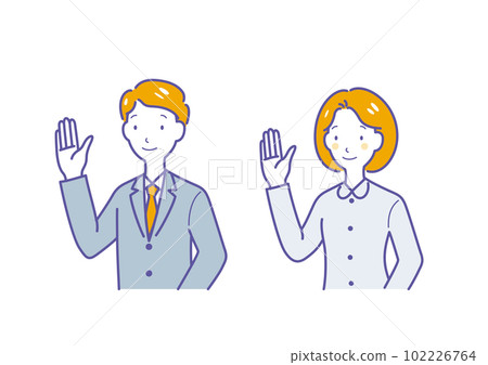 man and woman raising hands man and woman raising hands 102226764