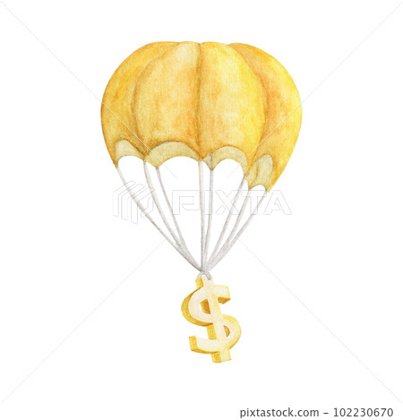 Golden Dollar. Watercolor illustration. 102230670
