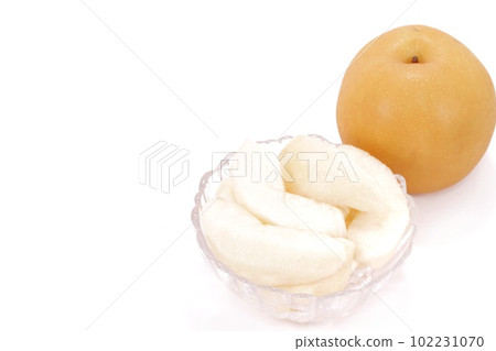 Pear pear peeled cut dessert bright background Pear pear peeled cut dessert bright background 102231070