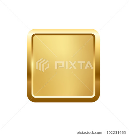 Gold square button with frame, 3d golden glossy elegant design for empty emblem 102231663