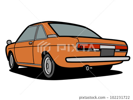 Retro domestic sports sedan rear view orange car illustration Retro domestic sports sedan rear view orange car illustration 102231722