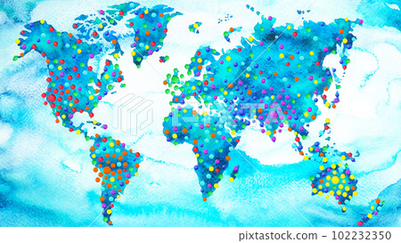 social viral marketing network community online media global business internet population world map art design illustration, 7 earth chakra location color watercolor painting 102232350