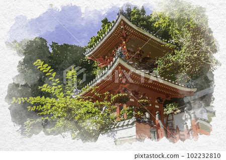 水彩風格的四國 88 寺 3 金泉寺多寶塔德島縣板野町 水彩風格的四國 88 寺 3 金泉寺多寶塔德島縣板野町 102232810