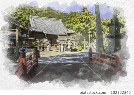 Watercolor style Shikoku 88 Temple No. 3 Kinsenji Main Hall Itano-cho, Tokushima Prefecture Watercolor style Shikoku 88 Temple No. 3 Kinsenji Main Hall Itano-cho, Tokushima Prefecture 102232843