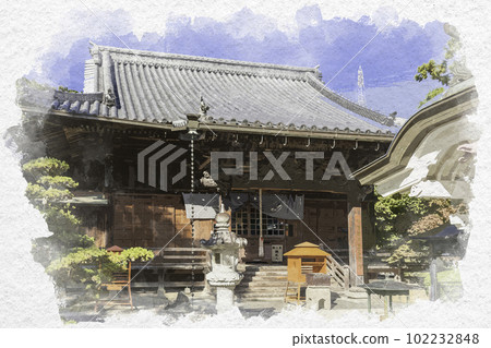 水彩風格四國88寺3號金泉寺大雄寶殿德島縣板野町 水彩風格四國88寺3號金泉寺大雄寶殿德島縣板野町 102232848