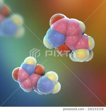 Muscimol molecule, 3D illustration Muscimol molecule, 3D illustration 102233159