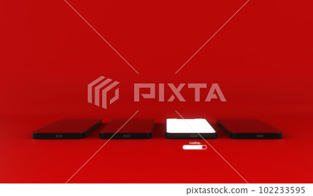 Mobile Phone and loading icon. Different concept. 3D illustration. Mobile Phone and loading icon. Different concept. 3D illustration. 102233595