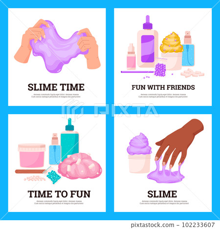 Set of banners with slimes flat style, vector illustration 102233607