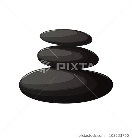 Black spa stones. Balance. Decorative accessory for salons, massage, relaxation. Cartoon style.  102233760