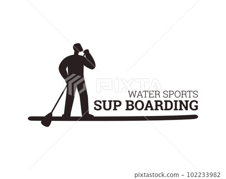 Sup boarding black silhouette - icon template, vector illustration isolated on white background. 102233982
