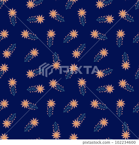 Cute little chamomile floral ornament wallpaper. Aster flower seamless pattern. 102234600