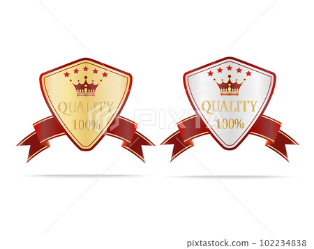 Luxury gold and silver quality shields label Luxury gold and silver quality shields label 102234838