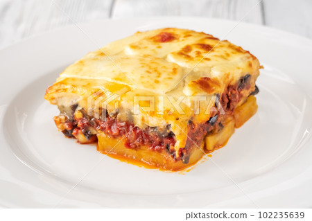 Moussaka eggplant potato based dish 102235639