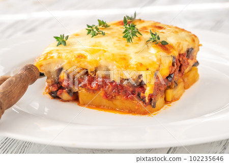 Moussaka eggplant potato based dish 102235646