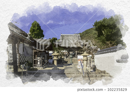 水彩風格四國八十八寺大日寺大雄寶殿德島縣板野町 102235829