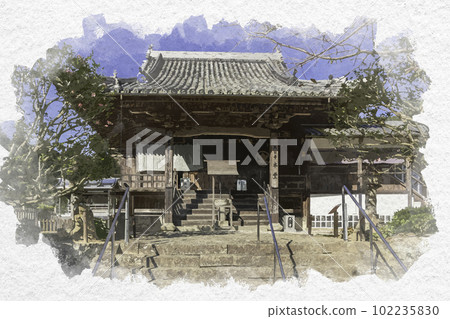 水彩風格四國八十八寺大日寺大雄寶殿德島縣板野町 102235830