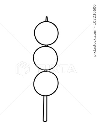 Traditional Dango Japanese dessert in form of cat isolated on white. Hanami Dango dessert 102236600