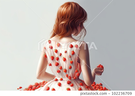 strawberry fashion woman dress illustration generative ai strawberry fashion woman dress illustration generative ai 102236709