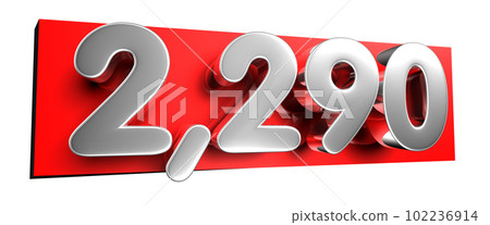 White number 2290 over a red text box 3D. 102236914
