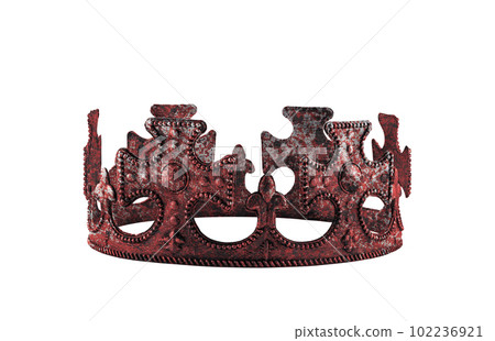 King or Queen's old crown in red blood isolated on white background with clipping path 102236921