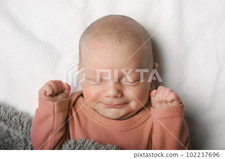 Newborn sleeping close up. Baby care concept. Web banner. 102237696