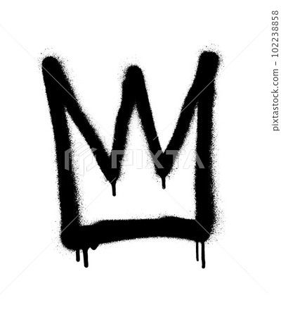 Sprayed crown with overspray in black over white. Vector illustration. 102238858