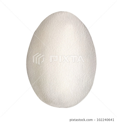White chicken egg shell. Farm product. Protein. Happy easter. Hand drawn watercolor illustration isolated on white background. For menu, cookbook design, card 102240641