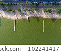 Mariupol beach on Sea of Azov Before the war Aerial Drone view above 102241417