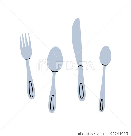 Kitchen utensils icon. Kitchen spoon, knife, fork silhouette. Vector illustration. Kitchen utensils icon. Kitchen spoon, knife, fork silhouette. Vector illustration. 102241695