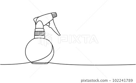 Hairdresser sprayer, spray bottle one line continuous drawing. Barber shop and hairdresser tools continuous one line illustration. Hairdresser sprayer, spray bottle one line continuous drawing. Barber shop and hairdresser tools continuous one line illustration. 102241789