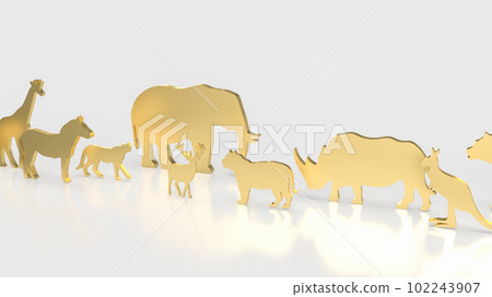 The gold animal plate for wild life species 3d rendering 102243907
