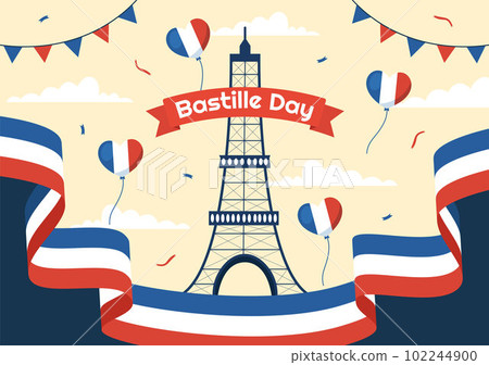 Happy Bastille Day on 14 july Vector Illustration with French Flag and Eiffel Tower in Flat Cartoon Hand Drawn for Landing Page Templates Happy Bastille Day on 14 july Vector Illustration with French Flag and Eiffel Tower in Flat Cartoon Hand Drawn for Landing Page Templates 102244900