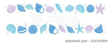 貝殼和海星的手繪裝飾邊框 貝殼和海星的手繪裝飾邊框 102245804