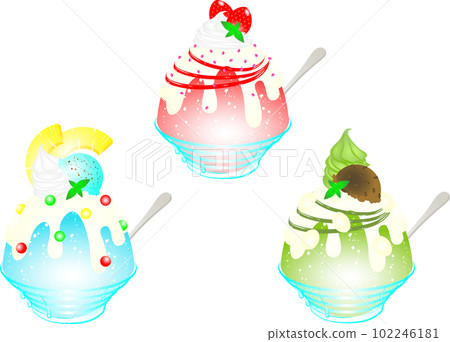 Shaved Ice Strawberry Matcha Blue Hawaii Shaved Ice Strawberry Matcha Blue Hawaii 102246181