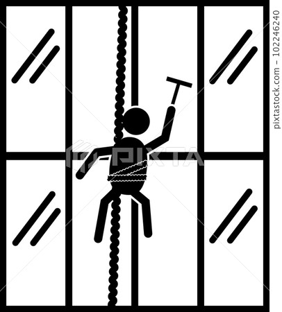 windows cleaner of high building icon. Window cleaner sign. cleaning a window symbol. flat style. 102246240