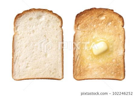 Sliced bread and toasted bread with butter Sliced bread and toasted bread with butter 102246252