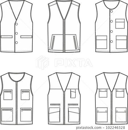 Set of zipped work vests. Set of zipped work vests. 102246328