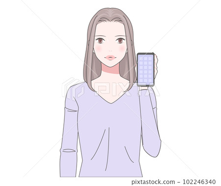 一個女人用智能手機的插圖 102246340