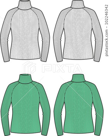 Womens knitted turtleneck. Front and back. Womens knitted turtleneck. Front and back. 102246342