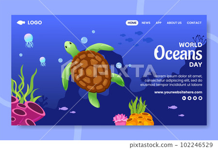 World Oceans Day Social Media Landing Page Flat Cartoon Hand Drawn Template Illustration World Oceans Day Social Media Landing Page Flat Cartoon Hand Drawn Template Illustration 102246529
