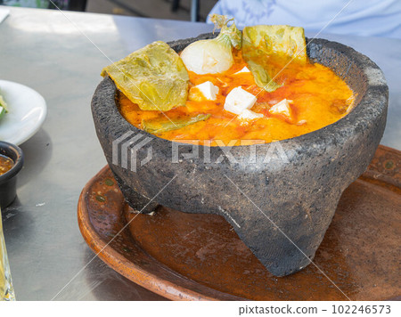 Close up shot of a mexican style hot pot 102246573