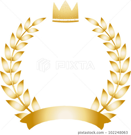 Beautiful laurel wreath and crown simple golden frame illustration 102248063