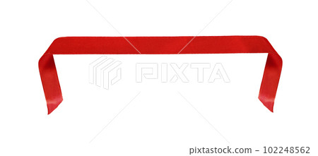Curled red silk ribbon isolated Curled red silk ribbon isolated 102248562
