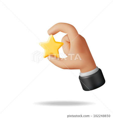 3D Glossy Yellow Star Rating in Hand 3D Glossy Yellow Star Rating in Hand 102248650