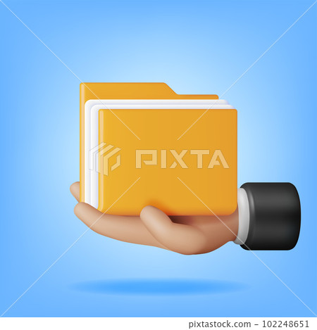 3D Business Folder full of Papers in Hand 3D Business Folder full of Papers in Hand 102248651