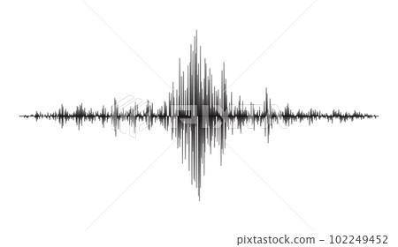 Earthquake seismograph wave, seismic frequency graph of seismometer, vector amplitude waveform. Earthquake magnitude frequency or seismograph wave of seismic vibration and amplitude wave diagram 102249452