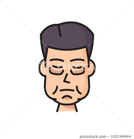 Swelling face of man or woman, sick person with edema, allergy reaction color line icon. Vector edema and swelling head, allergic symptom, fat face Swelling face of man or woman, sick person with edema, allergy reaction color line icon. Vector edema and swelling head, allergic symptom, fat face 102249464