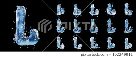 Water splashes letter isolated on white background. Abstract liquid font. 102249911