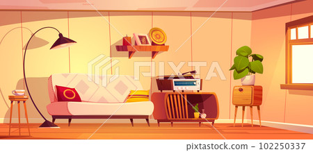 Retro style living room interior design 102250337